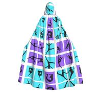 OTTKGGA Gymnastics Game Hooded Cloak Wizard Cape Grim Reaper Vampire Party Halloween Adult Cosplay Stage Costumes