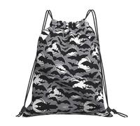 OTTKGGA Halloween Bats Grey Drawstring Bags Waterproof Swimming Gym Backpacks Large Capacity Lightweight Travel Beach