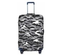 OTTKGGA Halloween Bats Grey Suitcase Cover Luggage Protector Elastic Anti-Scratch Travel Essentials Fits 18-32 Inch Luggage