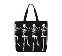 OTTKGGA Halloween Posable Skeleton Skull Tote Bag Large Capacity Zipper Shoulder Convenience Bag With Inner Pocket Travel Shopping Work