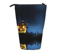OTTKGGA Halloween Pumpkin Stand Up Telescopic Pencil Case Stationery Organizer with Zipper Portable School Office Student