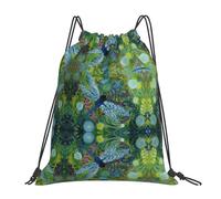OTTKGGA Hand Painted Blue Dragonfly Drawstring Bags Waterproof Swimming Gym Backpacks Large Capacity Lightweight Travel Beach