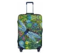 OTTKGGA Hand Painted Blue Dragonfly Suitcase Cover Luggage Protector Elastic Anti-Scratch Travel Essentials Fits 18-32 Inch Luggage