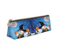 OTTKGGA Happy Snowman Leather Pencil Case Stationery Organizer Pouch with Zipper Student Middle School College Office