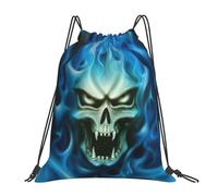 OTTKGGA Horror Ghost Skull Drawstring Bags Waterproof Swimming Gym Backpacks Large Capacity Lightweight Travel Beach