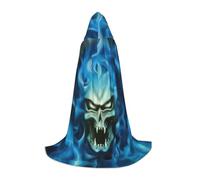 OTTKGGA Horror Ghost Skull Hooded Cape For Teenagers Cosplay Robe Witch Vampires Grim Reaper Masquerade Party Costume