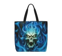 OTTKGGA Horror Ghost Skull Tote Bag Large Capacity Zipper Shoulder Convenience Bag With Inner Pocket Travel Shopping Work