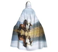 OTTKGGA Horses Running Art Hooded Cloak Wizard Cape Grim Reaper Vampire Party Halloween Adult Cosplay Stage Costumes