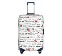 OTTKGGA I Love You Words with Hearts Suitcase Cover Luggage Protector Elastic Anti-Scratch Travel Essentials Fits 18-32 Inch Luggage