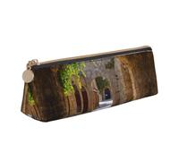 OTTKGGA Italian Street Leather Pencil Case Stationery Organizer Pouch with Zipper Student Middle School College Office