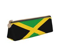 OTTKGGA Jamaica Flag Leather Pencil Case Stationery Organizer Pouch with Zipper Student Middle School College Office