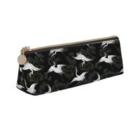 OTTKGGA Japanese Crane & Pine Leather Pencil Case Stationery Organizer Pouch with Zipper Student Middle School College Office