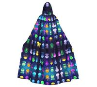 OTTKGGA Jellyfish Ocean Hooded Cloak Wizard Cape Grim Reaper Vampire Party Halloween Adult Cosplay Stage Costumes
