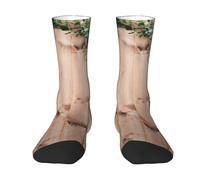 OTTKGGA Leaves Floral On Rustic Wood Ankle Socks Crew Socks Uk 4-9 Eu 36-44 Mid-Crew Length Breathable Everyday Sports Unisex