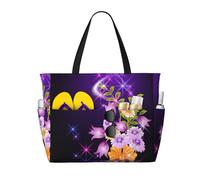 OTTKGGA Light Romantic Flowers Large Capacity Beach Travel Bag Multi Pocket With Zip Tote Bag Waterproof Pool Vacation Gym