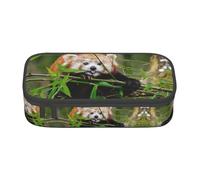 OTTKGGA Little Red Panda Big Capacity Zipper Pencil Case Stationery Organizer Makeup Bag for School Office Travel