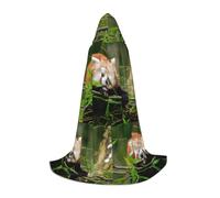 OTTKGGA Little Red Panda Hooded Cape For Teenagers Cosplay Robe Witch Vampires Grim Reaper Masquerade Party Costume