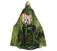 OTTKGGA Little Red Panda Hooded Cloak Wizard Cape Grim Reaper Vampire Party Halloween Adult Cosplay Stage Costumes