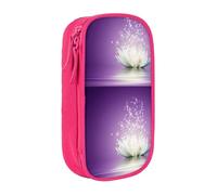 OTTKGGA Lotus Flower Purple Double-Layer Pencil Case Pen Bag Large Capacity School Office Travel Makeup