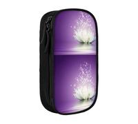 OTTKGGA Lotus Flower Purple Double-Layer Pencil Case Pen Bag Large Capacity School Office Travel Makeup