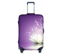 OTTKGGA Lotus Flower Purple Suitcase Cover Luggage Protector Elastic Anti-Scratch Travel Essentials Fits 18-32 Inch Luggage