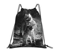 OTTKGGA Lunar Astronaut Drawstring Bags Waterproof Swimming Gym Backpacks Large Capacity Lightweight Travel Beach