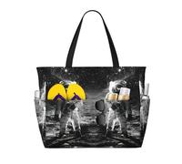 OTTKGGA Lunar Astronaut Large Capacity Beach Travel Bag Multi Pocket With Zip Tote Bag Waterproof Pool Vacation Gym