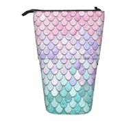 OTTKGGA Mermaid Pastel Pink Purple Aqua Tea Stand Up Telescopic Pencil Case Stationery Organizer with Zipper Portable School Office Student