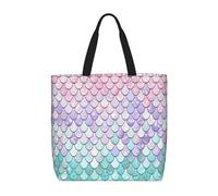 OTTKGGA Mermaid Pastel Pink Purple Aqua Tea Tote Bag Large Capacity Zipper Shoulder Convenience Bag With Inner Pocket Travel Shopping Work