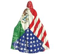 OTTKGGA Mexican American Flag Adult Hooded Cloak Party Decoration Robe Witch Vampires Halloween Christmas Cosplay Costume