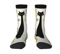 OTTKGGA Mid-Century Modern Art Cat Ankle Socks Crew Socks Uk 4-9 Eu 36-44 Mid-Crew Length Breathable Everyday Sports Unisex