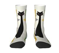 OTTKGGA Mid-Century Modern Art Cat Ankle Socks Crew Socks Uk 4-9 Eu 36-44 Mid-Crew Length Breathable Everyday Sports Unisex