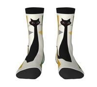 OTTKGGA Mid-Century Modern Art Cat Ankle Socks Crew Socks Uk 4-9 Eu 36-44 Mid-Crew Length Breathable Everyday Sports Unisex