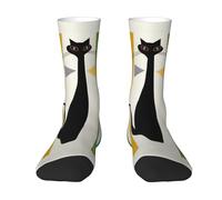 OTTKGGA Mid-Century Modern Art Cat Ankle Socks Crew Socks Uk 4-9 Eu 36-44 Mid-Crew Length Breathable Everyday Sports Unisex