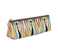 OTTKGGA Mid-Century Modern Art Cat Leather Pencil Case Stationery Organizer Pouch with Zipper Student Middle School College Office