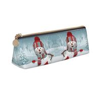 OTTKGGA Naughty Snowman Leather Pencil Case Stationery Organizer Pouch with Zipper Student Middle School College Office