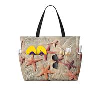OTTKGGA Ocean Starfish Large Capacity Beach Travel Bag Multi Pocket With Zip Tote Bag Waterproof Pool Vacation Gym