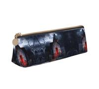 OTTKGGA Old Crypt Leather Pencil Case Stationery Organizer Pouch with Zipper Student Middle School College Office
