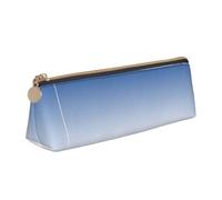 OTTKGGA Ombre Textured Blue Leather Pencil Case Stationery Organizer Pouch with Zipper Student Middle School College Office