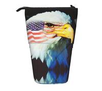 OTTKGGA Patriotic Eagle Stand Up Telescopic Pencil Case Stationery Organizer with Zipper Portable School Office Student