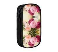 OTTKGGA Peony Flowers Blossom Double-Layer Pencil Case Pen Bag Large Capacity School Office Travel Makeup