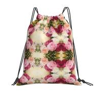 OTTKGGA Peony Flowers Blossom Drawstring Bags Waterproof Swimming Gym Backpacks Large Capacity Lightweight Travel Beach