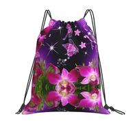 OTTKGGA Pink Flower Background Drawstring Bags Waterproof Swimming Gym Backpacks Large Capacity Lightweight Travel Beach