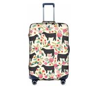 OTTKGGA Pink Flower Show Steer Cows Cattle Suitcase Cover Luggage Protector Elastic Anti-Scratch Travel Essentials Fits 18-32 Inch Luggage