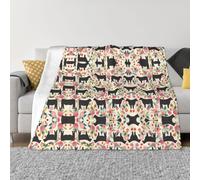 OTTKGGA Pink Flower Show Steer Cows Cattle Ultra-Soft Micro Fleece Blanket Flannel Blanket Anti Pilling Bed Couch Living Room Travel Decor