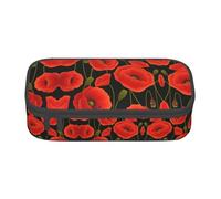 OTTKGGA Poppy Flowers Big Capacity Zipper Pencil Case Stationery Organizer Makeup Bag for School Office Travel