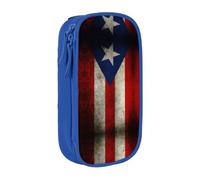 OTTKGGA Puerto Rico Wallpaper Flag Double-Layer Pencil Case Pen Bag Large Capacity School Office Travel Makeup