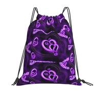 OTTKGGA Purple Love Drawstring Bags Waterproof Swimming Gym Backpacks Large Capacity Lightweight Travel Beach