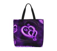 OTTKGGA Purple Love Tote Bag Large Capacity Zipper Shoulder Convenience Bag With Inner Pocket Travel Shopping Work