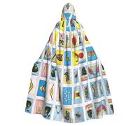 OTTKGGA Puzzle Pattern Hooded Cloak Wizard Cape Grim Reaper Vampire Party Halloween Adult Cosplay Stage Costumes